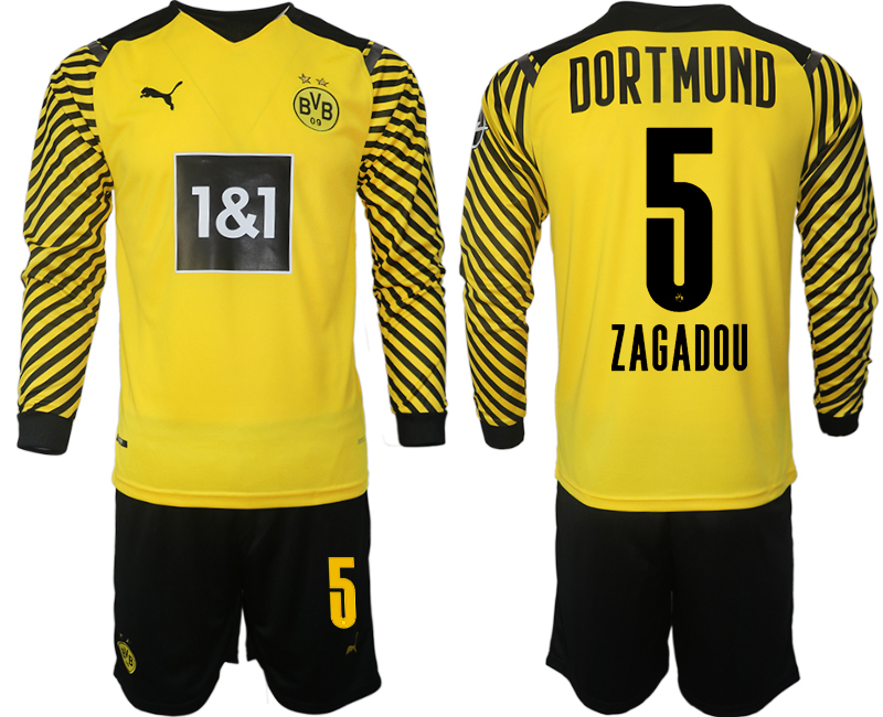 Men 2021-2022 Club Borussia Dortmund home yellow Long Sleeve #5 Soccer Jersey->borussia dortmund jersey->Soccer Club Jersey